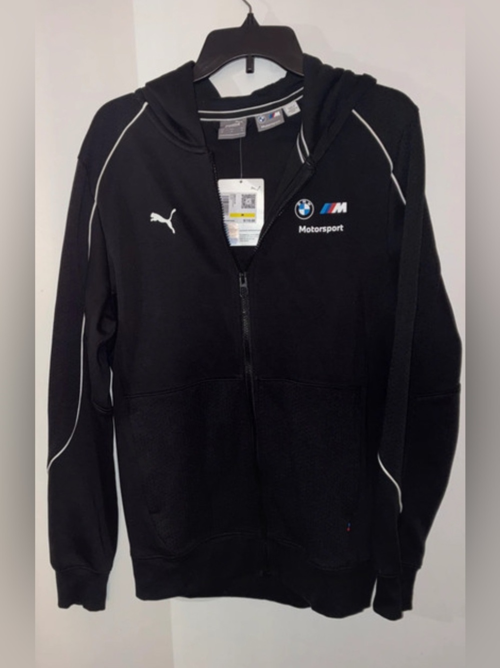 NWT-Mens medium Puma x BMW M Motorsport Black Full Zip Hoodie